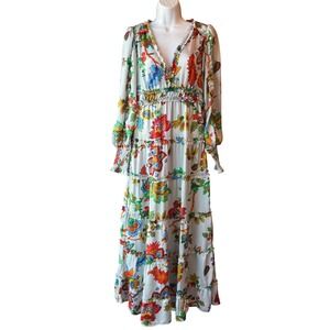 Chelsea & Violet Floral Tiered Maxi Dress Sz X-Small Resortcore  Boho Chic NEW